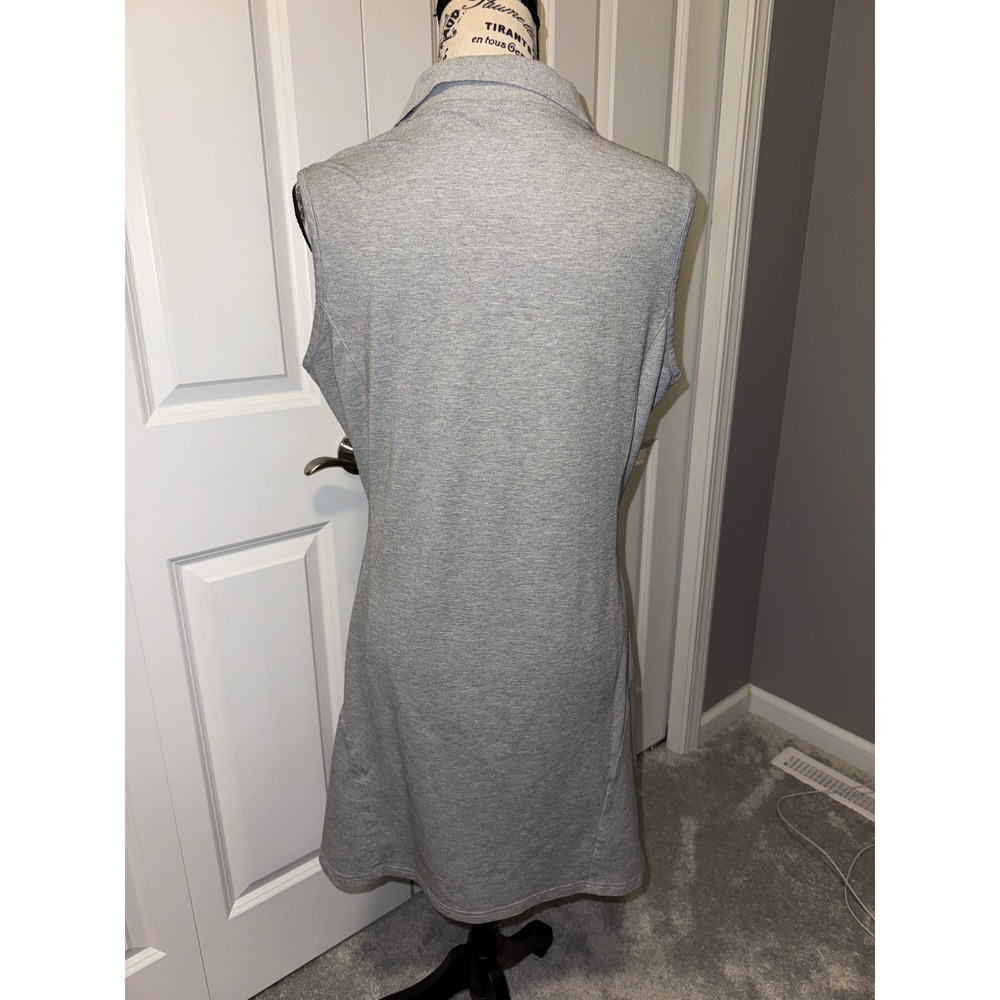 MoFiz Women Heather Gray Sleeveless Polo Dress Quarter Zip Golf Tennis Size L - Picture 3 of 4